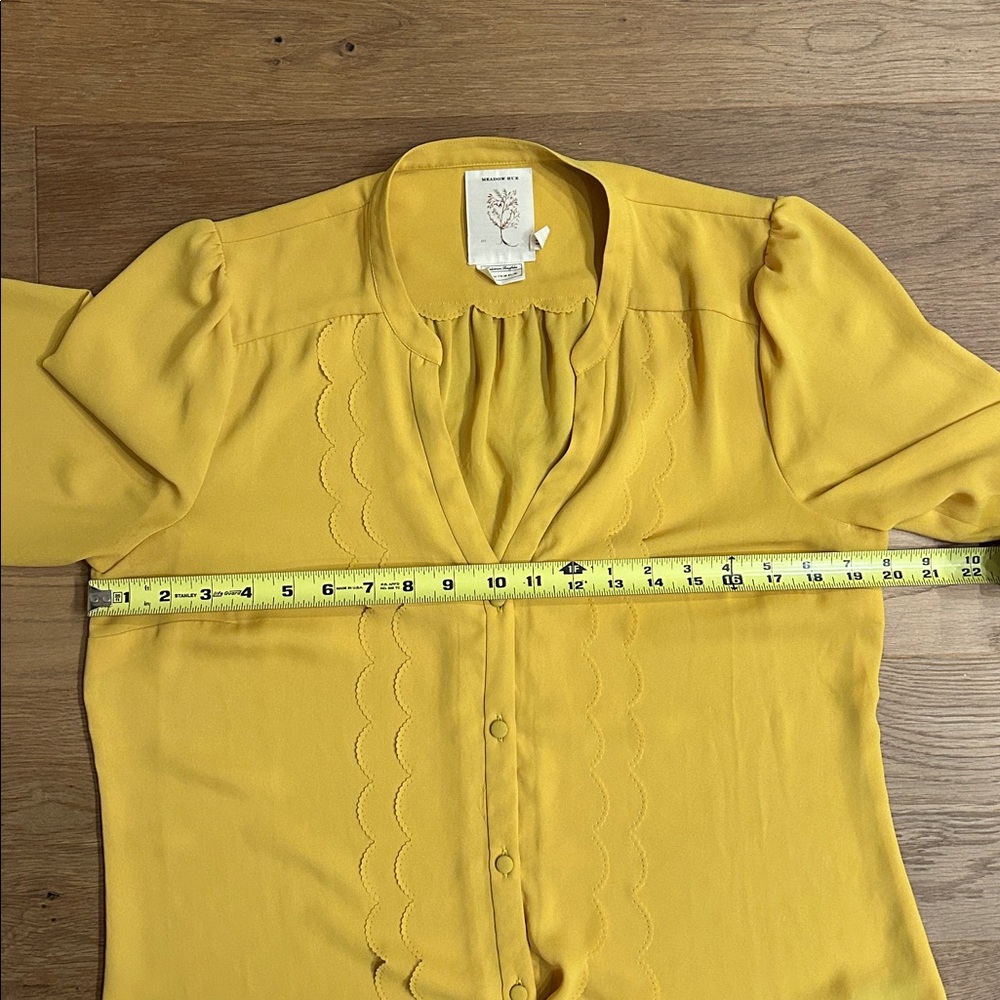 Anthropologie Meadow Rue Yellow Scalloped Blouse - Picture 9 of 9
